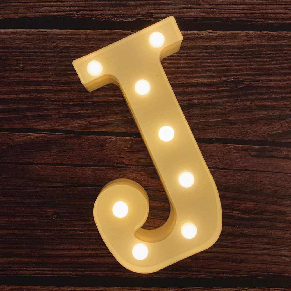 MUMUXI 5W LED Marquee Letter Lights, Warm White, J Shape