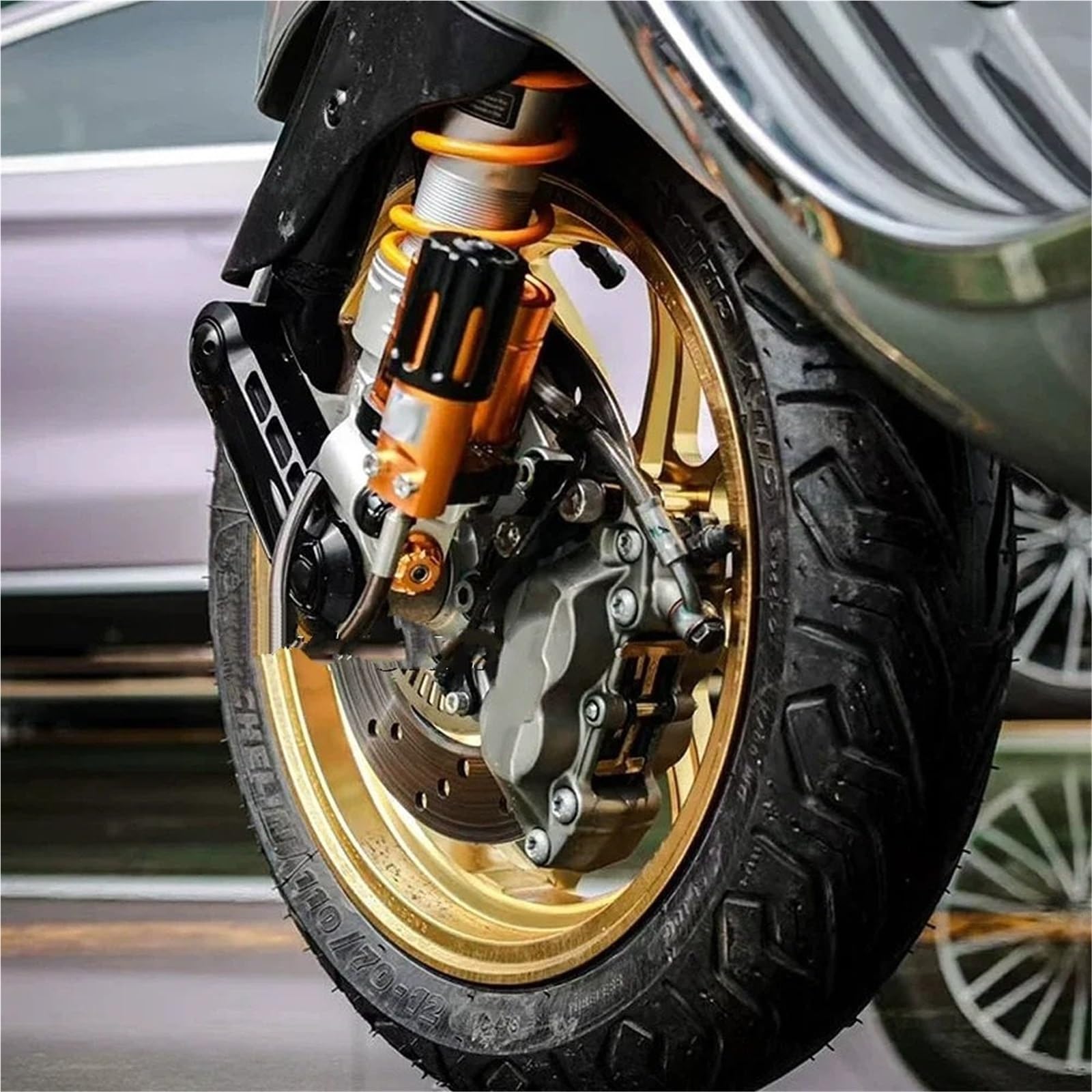 szpule motocykla wahacz Pasuje do Vespa GTS300 GTS Pasuje do Sprint150 Primavera150 Osłona przedniego widelca Motocyklowe nakładki na wahacze wahacza Widelec Ramiona Szpule(Silver With Logo)