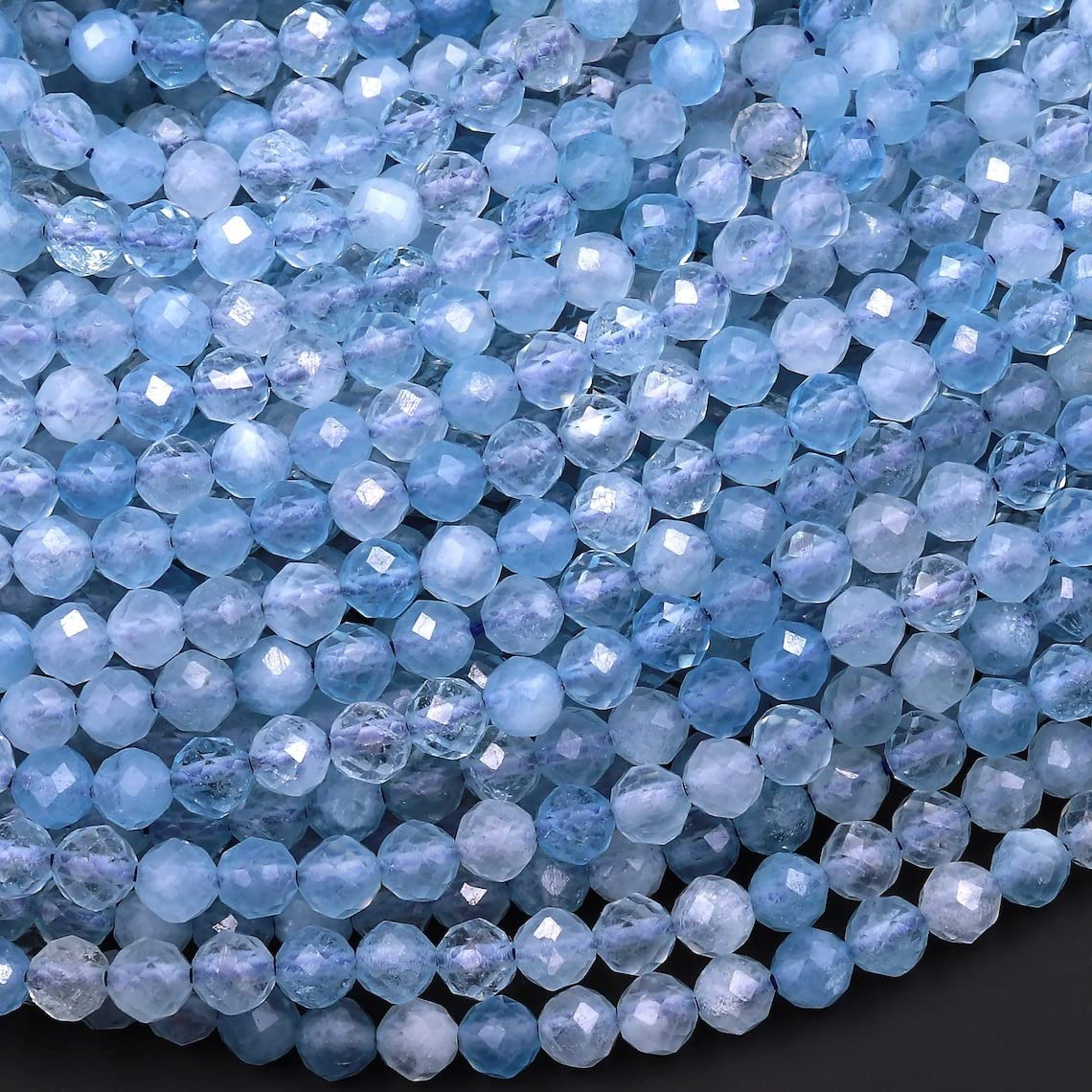 Natural Aquamarine Gemstone Round Micro Faceted Beads 15.5″ Strand 2mm, 3mm, 4mm for Jewelry Making (2 MM) Natural Aquamarine Gemstone Round Micro Faceted Beads 15.5″ Strand 2mm, 3mm, 4mm for Jewelry Making (2 MM)