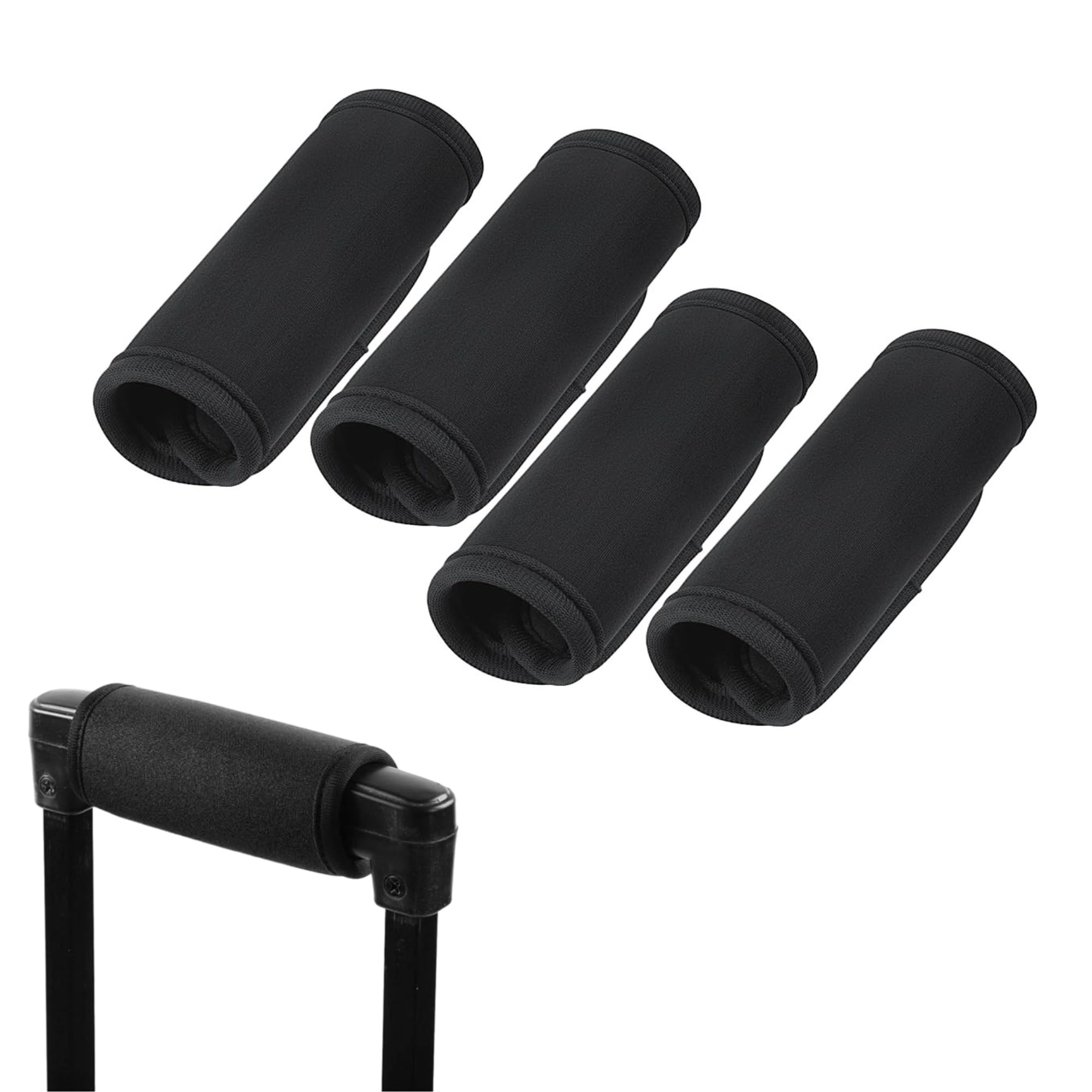 4Pack Luggage Handle Wrap for Suitcase Comfort Soft Handle Covers Suitcase Luggage Identifiers Neoprene Luggage Travel Accessories Travel Essential(Black)