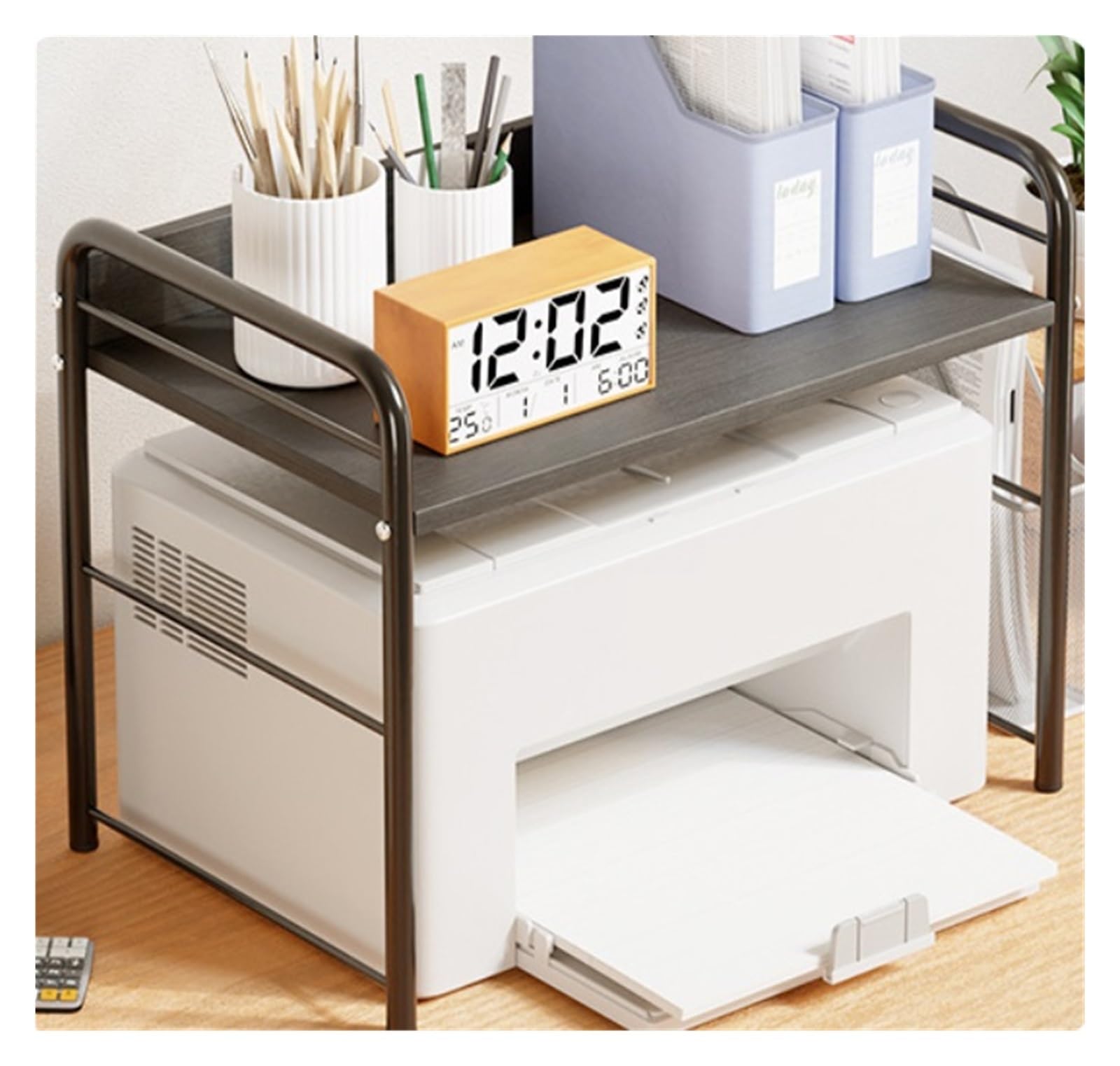 Étagère de cuisine et support imprimante noir : gagnez de la place