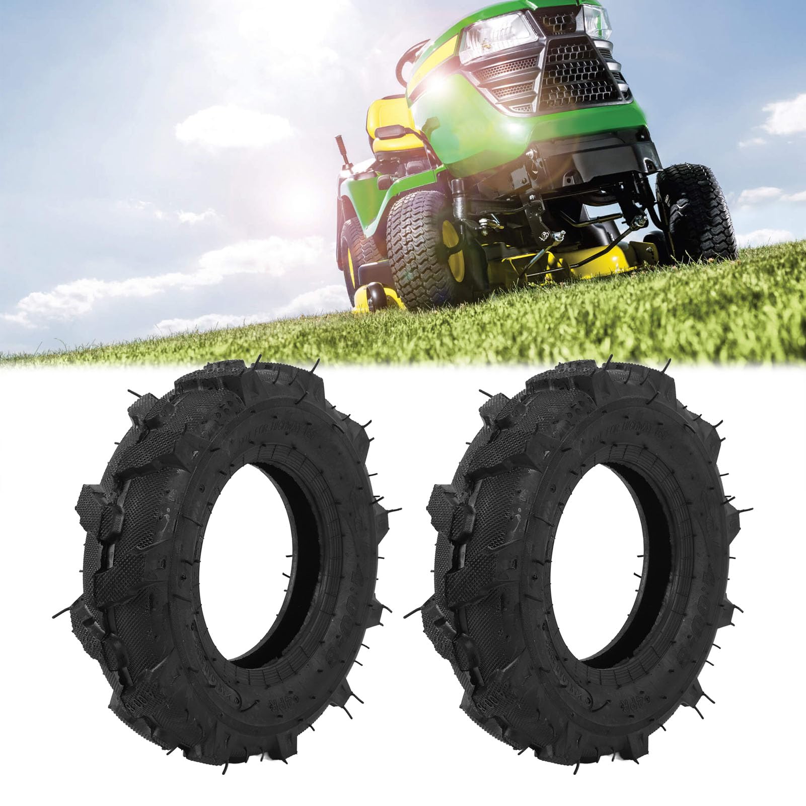 Luocute 4.00-8 Tubeless-Reifen 2er-Set 8-Zoll Gartentraktorreifen 672 Pfund Tragfähigkeit