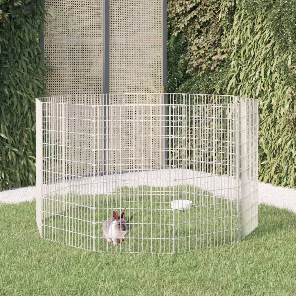 vidaXL Recinto Animales Corral 10 Paneles, Jaula para Conejos, Recinto para Animales Camperos, Corral Campero de Exterior, Hierro Galvanizado