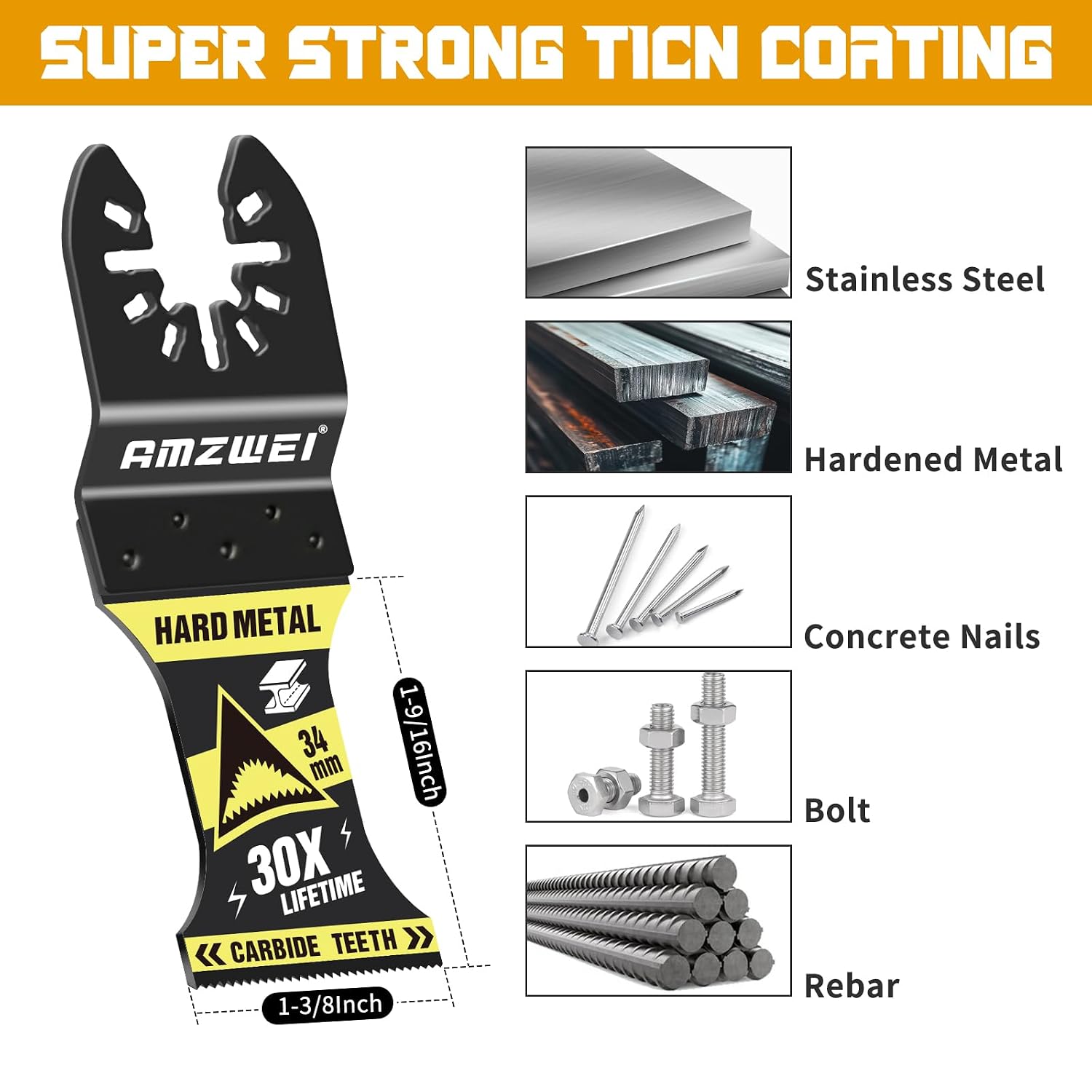 AMZWEI 4PCS Upgraded TiCN Carbide Oscillating Tool Blades image 2