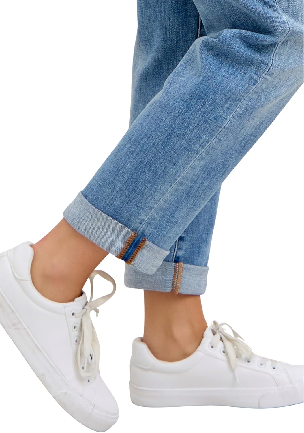 Judy Blue Classic Mid Rise Light Wash Cuffed Boyfriend Jeans - Image 9