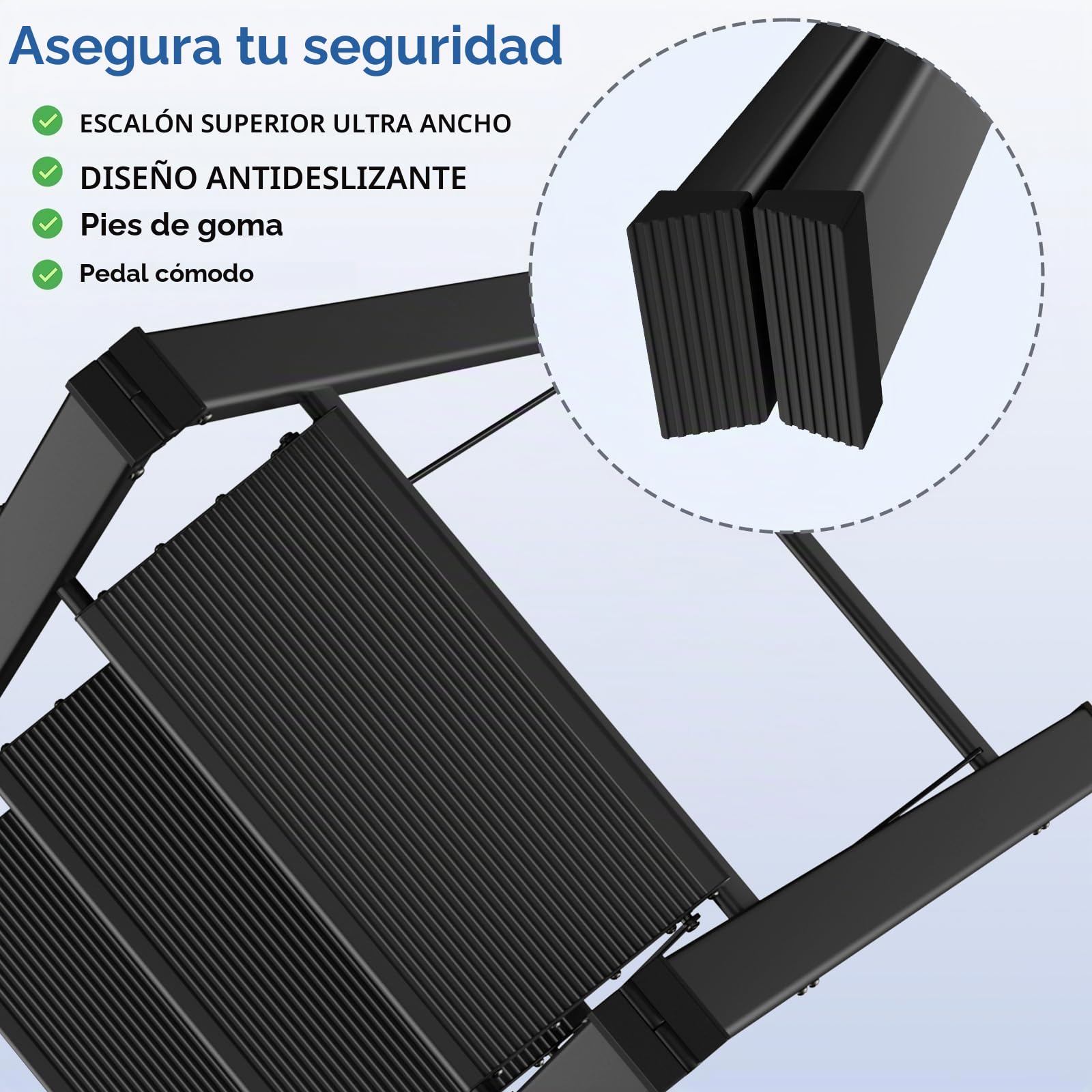 Escalera Plegable de Aluminio de 3 etapas, Escalera Antideslizante, Escalera portátil, Carga máxima: 150 kg, para Cocina, hogar, Oficina, Pintura de Bricolaje, Color Negro