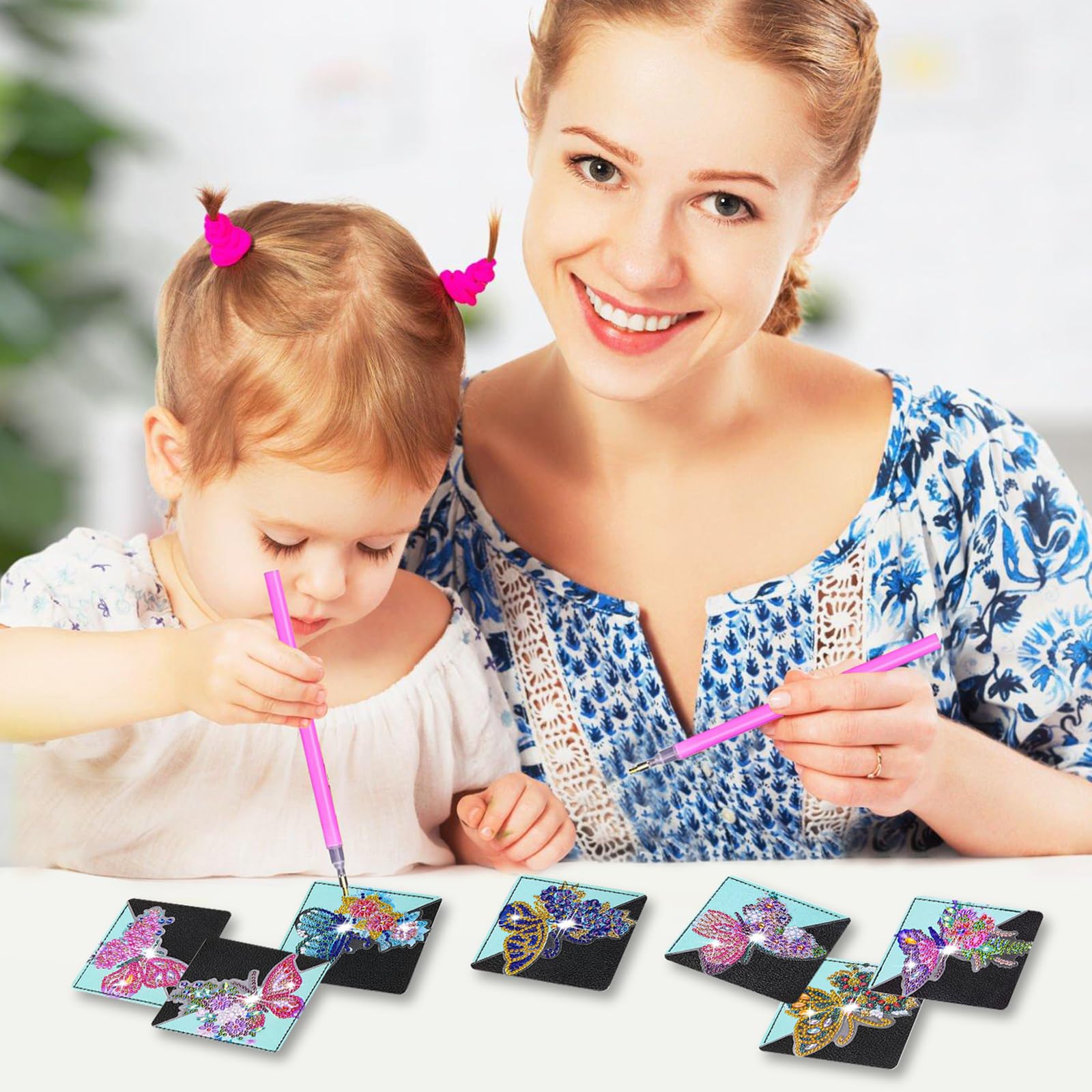 8 segnalibri angolari per pittura a diamante, 5D stile farfalla con diamanti, segnalibro fai da te per amanti dei libri, donne e ragazze, regali di Natale, compleanno, arti artigianali