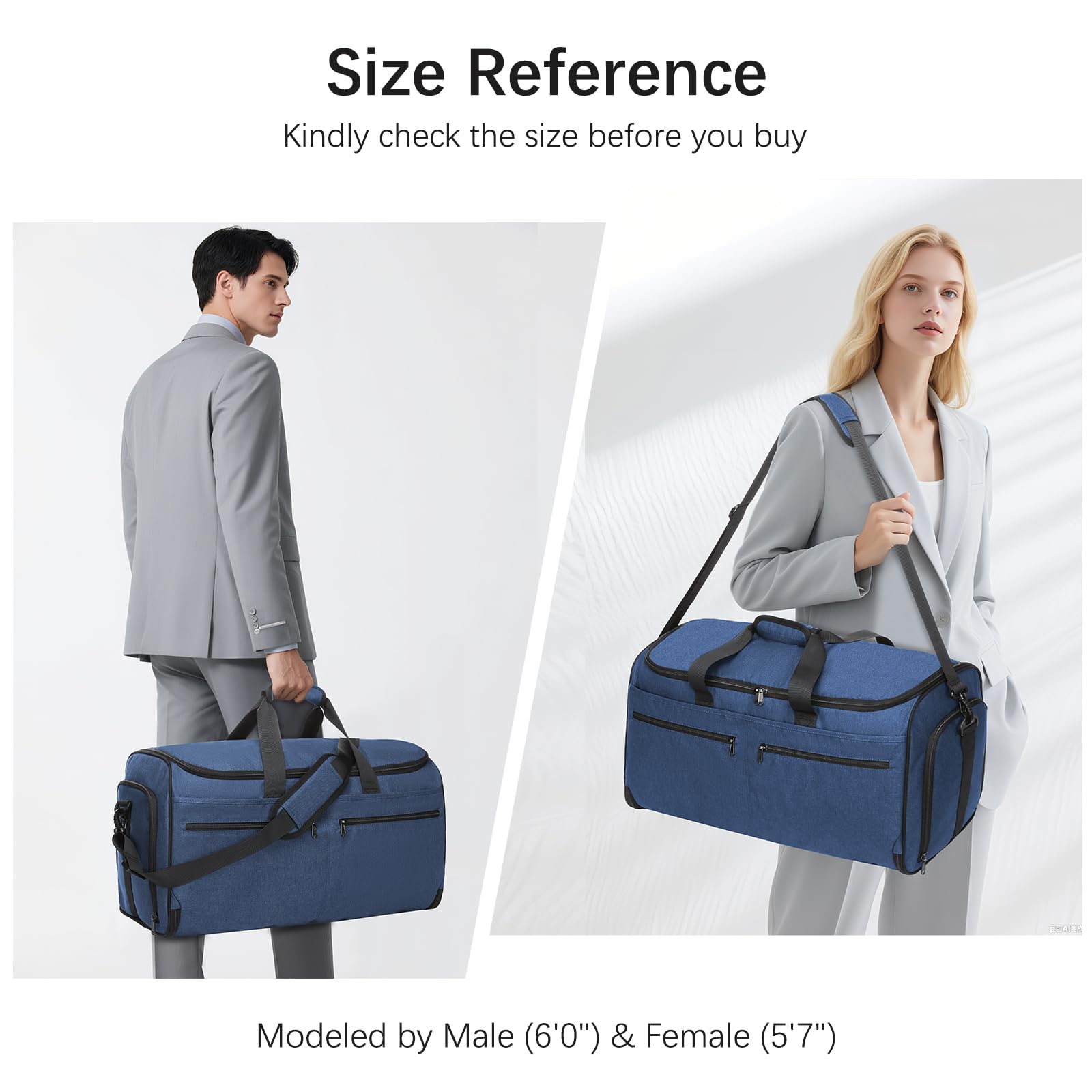 Bukere - Bolsa de viaje convertible para ropa de viaje, con compartimento para zapatos, correa de hombro desmontable, bolsa de traje de fin de semana 2 en 1 para hombres y mujeres, Blue, Bolsa de ropa