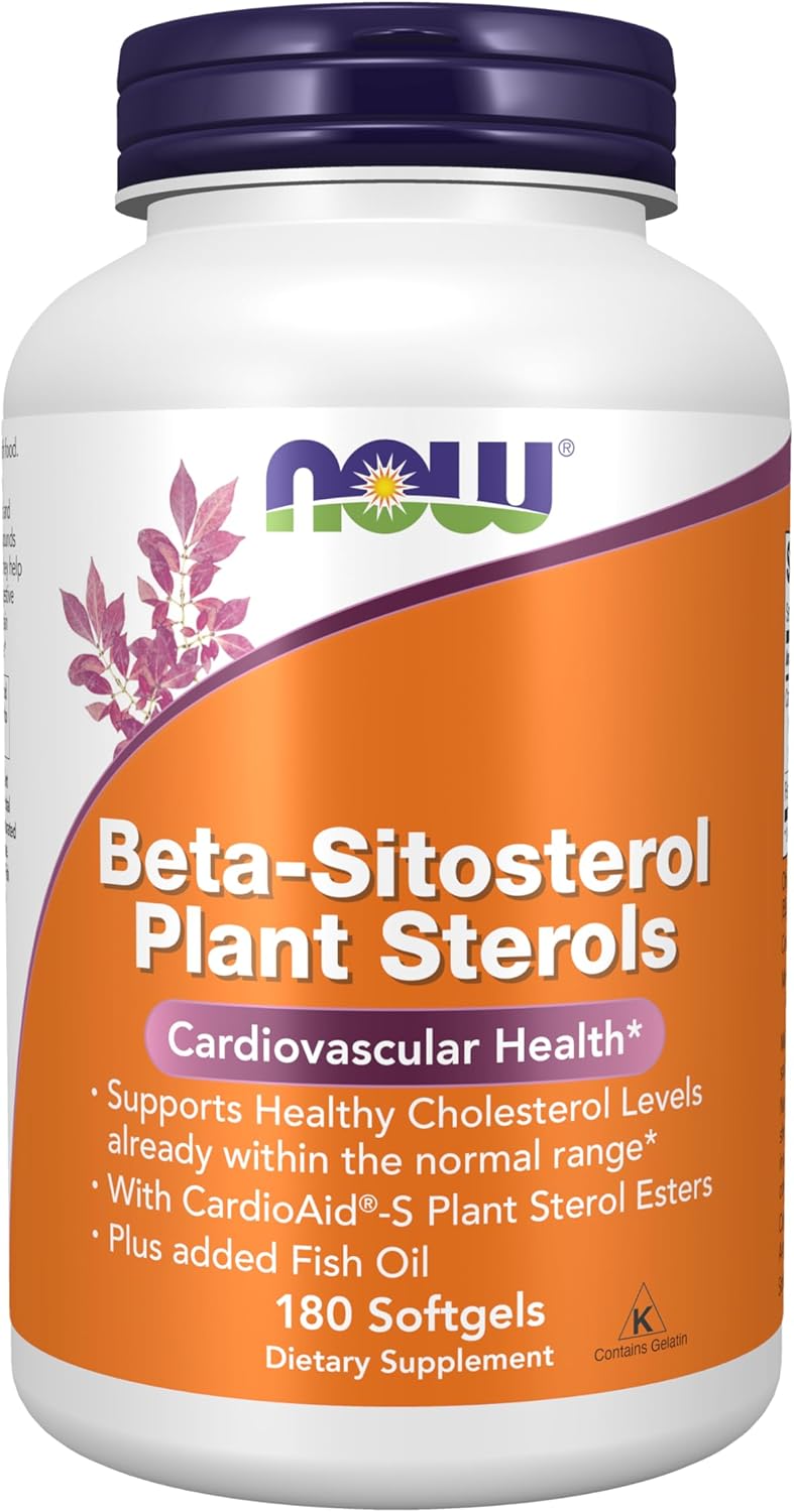 NOW Foods Supplements, Beta-Sitosterol Plant Sterols with CardioAid®-S Plant Sterol Esters and Added Fish Oil, 180 Softgels