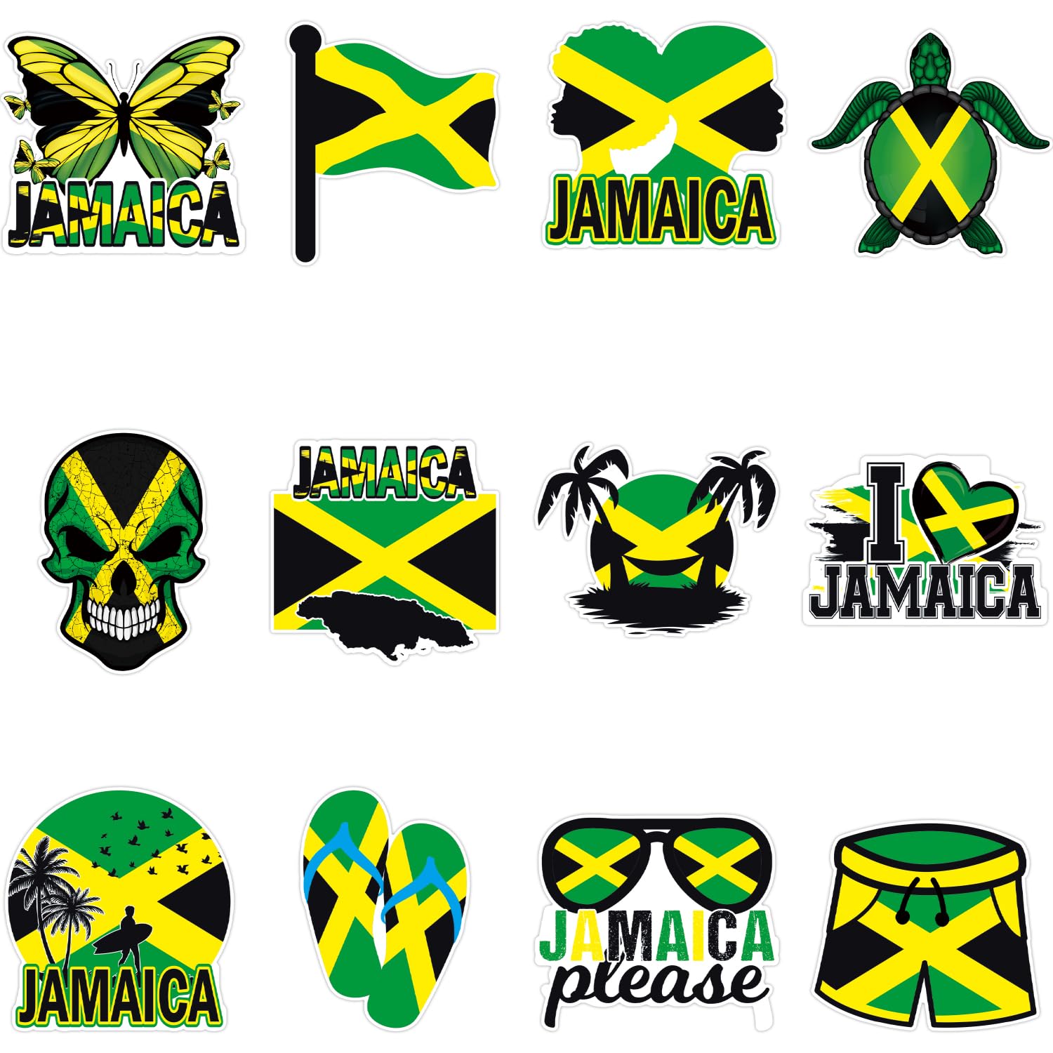 Jamaican Party Cut-Outs Cards Decoration - Jamaica Themed Birthday Arty Favors Cut-Outs Essentials - Jamaica Independence Day Shaped DIY Cutouts - Set