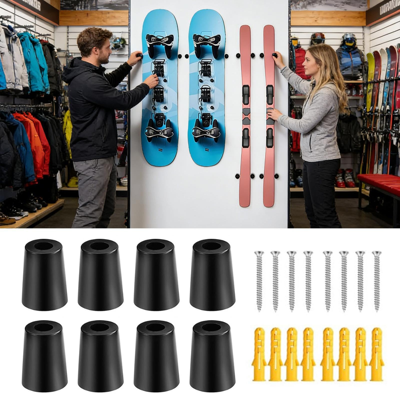Supporto Da Parete Snowboard | Supporto Verticale Snowboard Per Archiviazione,Rack Sci Muro,per Garage, Interno, Negozio, Esposizione, Negozio Sportivo, Attrezzatura, Equipaggiamento e