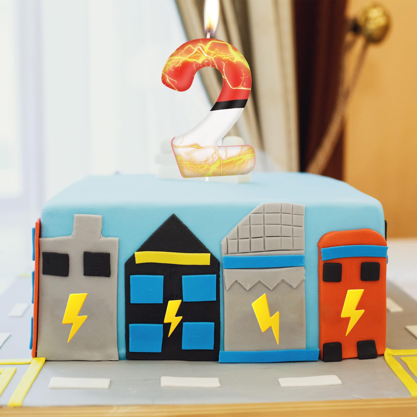 Candela Numerica, Candela di Compleanno Blu Candela di Compleanno a Tema Anime Candele dei Cartoni Animati Decorazione per Torta per Ragazzi a Tema Compleanno (Numero 5