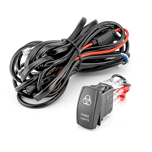 Mofun Zombie Lights SPST - Interruptor basculante de encendido y apagado, LED azul claro y arnés de cableado de calibre 14, capacidad de carga de