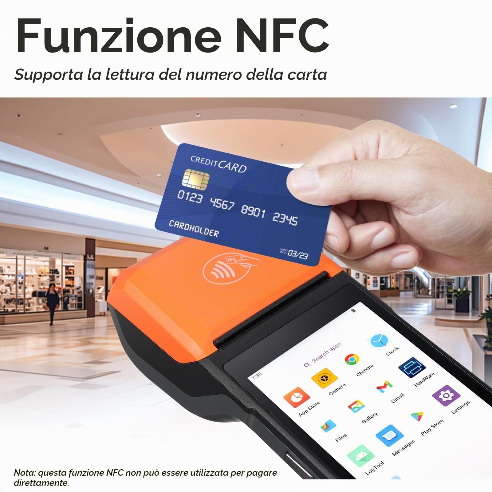 Bisofice H10 PDA Terminale Portatile, Android 14, Scanner Lettore codice a barre wireless 1D 2D, Stampante Ricevute POS 58 mm, WiFi e 4G, BT, per vendita al dettaglio, magazzino, logistica
