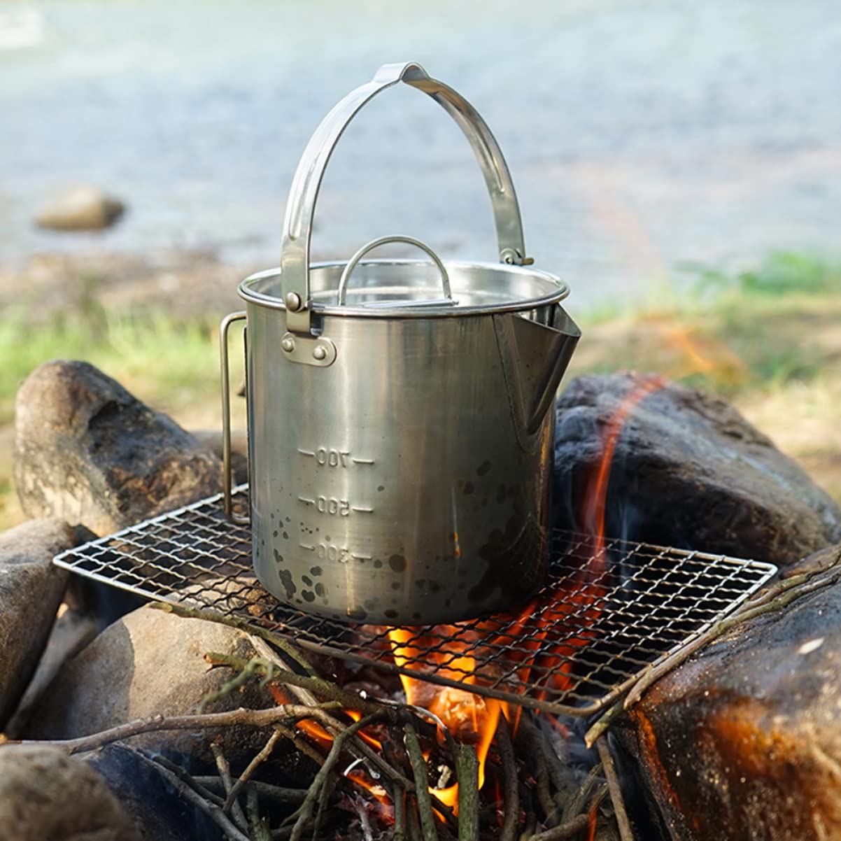 Camping Silber Teekessel 1,2 L aus Edelstahl Leicht und Tragbar Praktisch und Robust für Outdoor und Zuhause