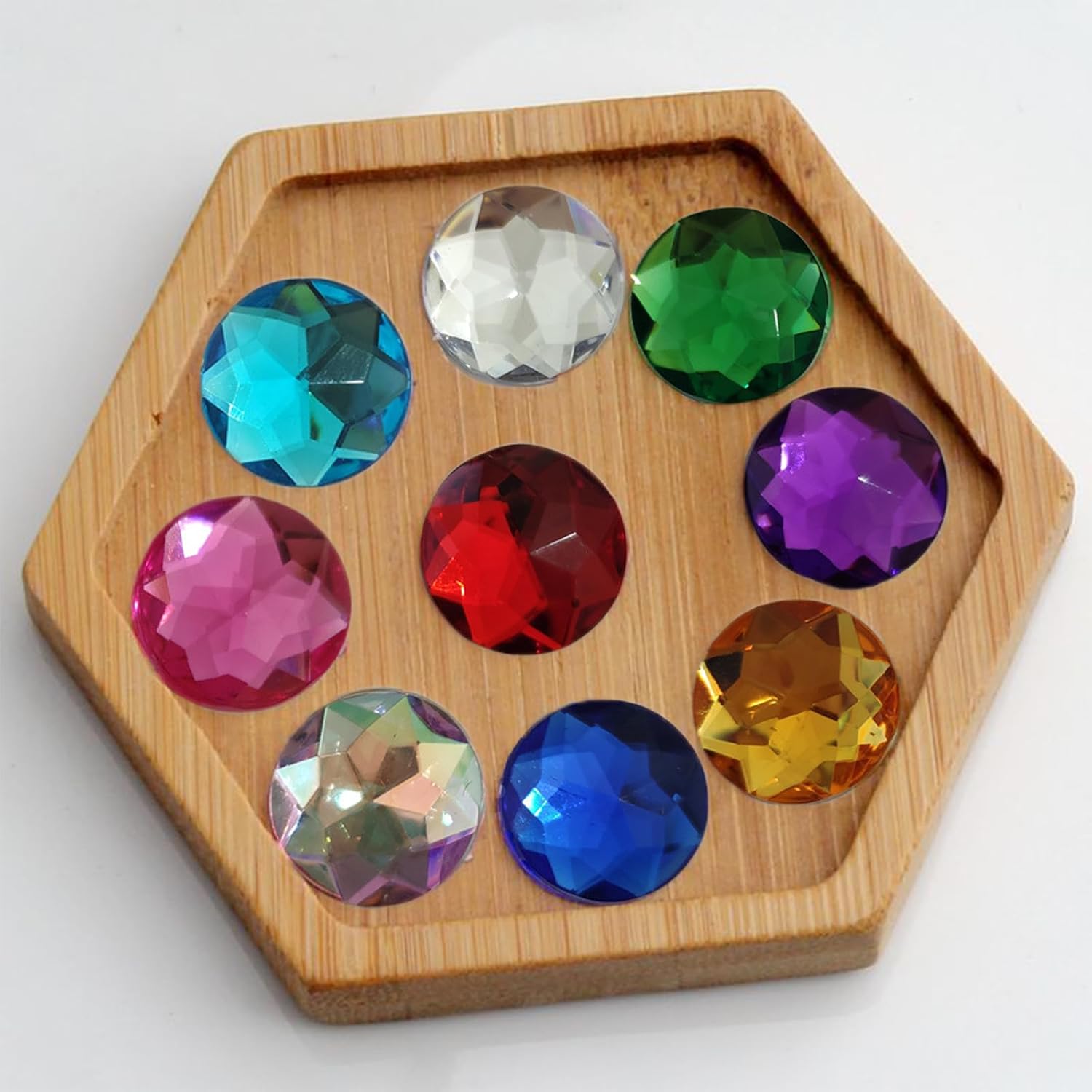 150Pcs 25MM Flat Back Round Acrylic Rhinestones, Round Acrylic Big Flatback Gems, Colorful Plastic Glitter Gems, Cosplay Gems Jewels for Costume Jewelry Making Invitation Wedding Craft Decoration - Image 7