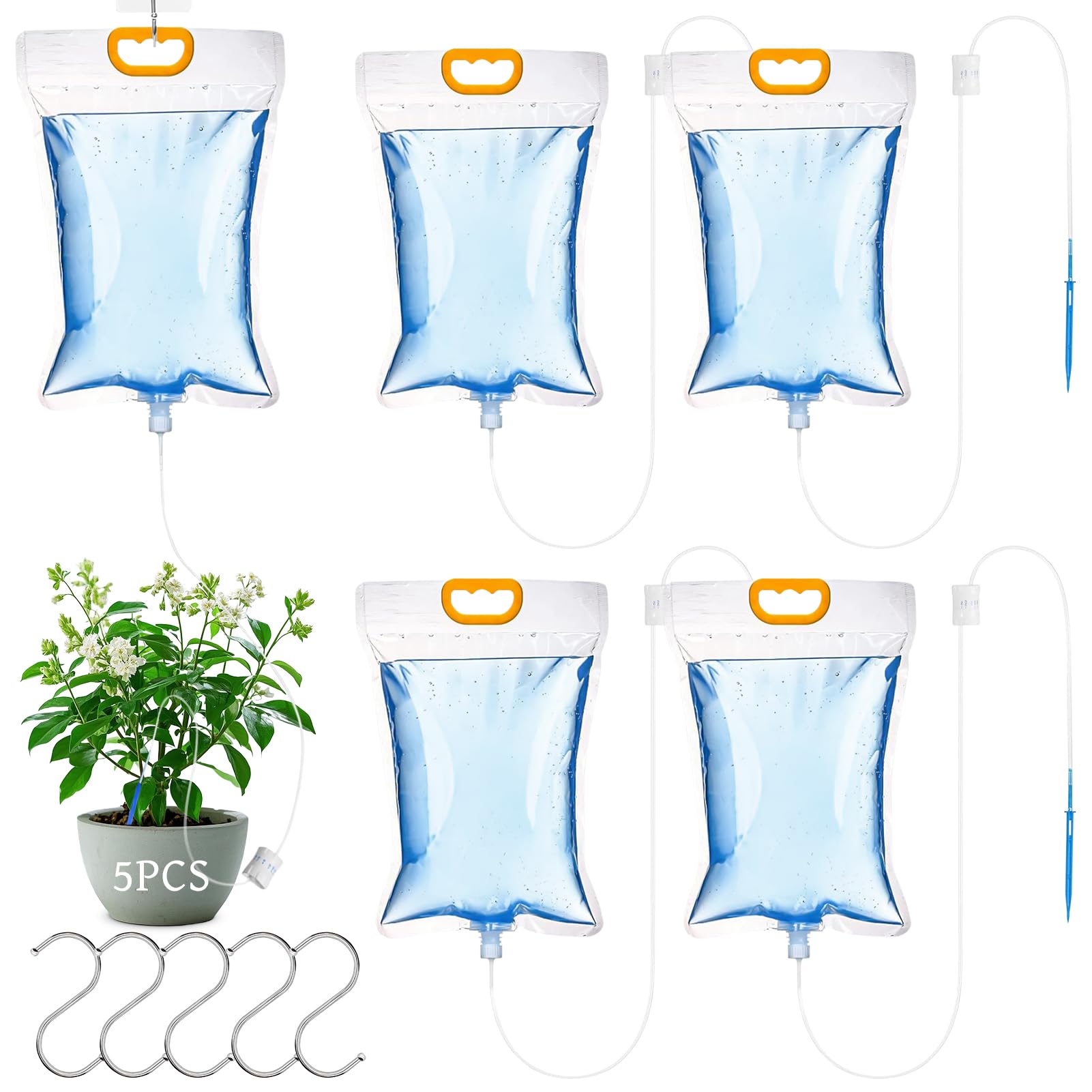 Drip Irrigation Bags - 5 Pack 3.5L Plant Watering Kit Adjustable Flow