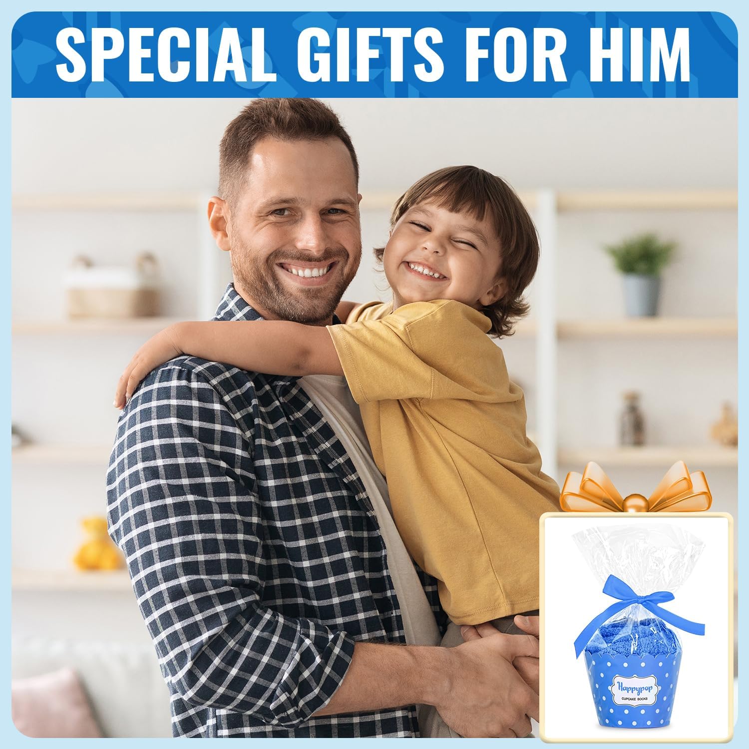 HAPPYPOP Funny Gifts for Men - Blue Socks for Son in Law Dad Uncle Brother, Gifts for Him - Image 3