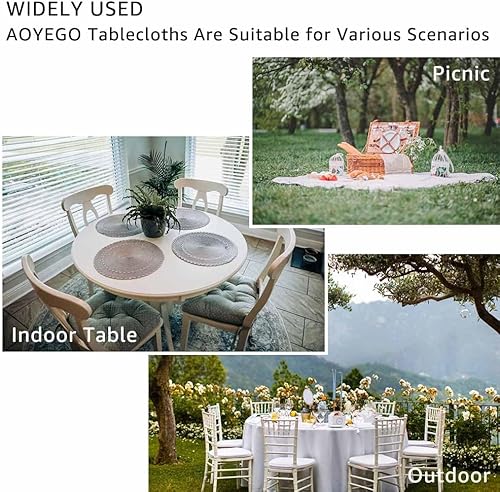 Miniatura 7 de AOYEGO Mantel redondo de verano con diseño de estrellas y conchas marinas, conchas y estrellas de mar y conchas azules, 60 pulgadas para comedor,