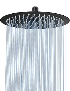 Black Shower Head Blucky 12inch Round Rain Shower Head 304 Stainless Steel Ultra Thin High Pressure Matte Black Bathroom Rainfall Showerhead