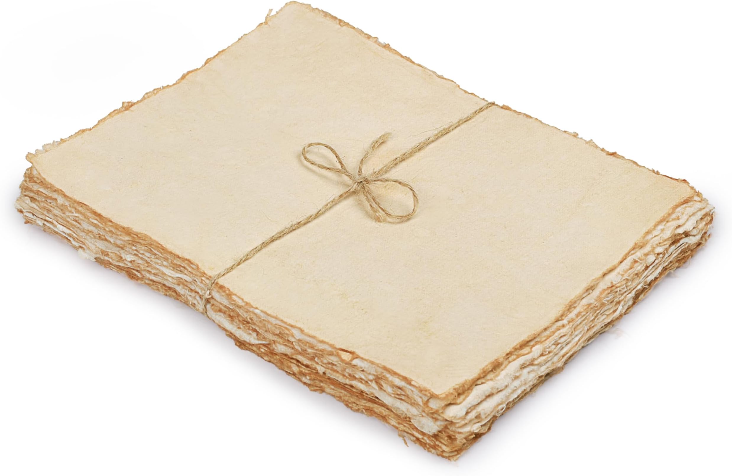 LEATHER VILLAGE Watercolor Paper- 8 X 6 inches - 25 Sheets Watercolor Paper for Drawing, Sketching, Painting & Crafts - 150 GSM Thick Deckle Edge Virgin Cotton Handmade Paper - Vintage