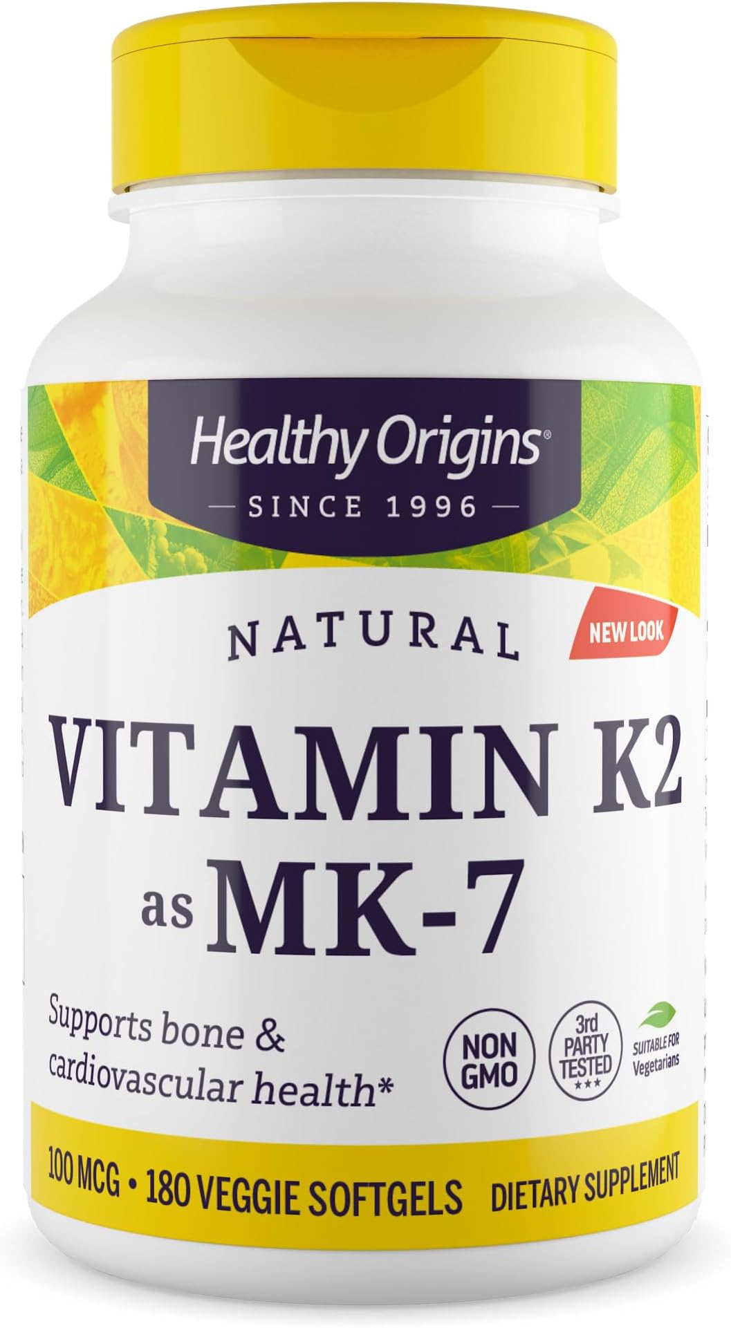Healthy Origins Vitamin K2 as MK-7, 100 mcg - K2 Vitamin Supplement for Heart Health, Bone Health & Calcium Metabolism - Gluten-Free Supplements - 180 Veggie Softgels