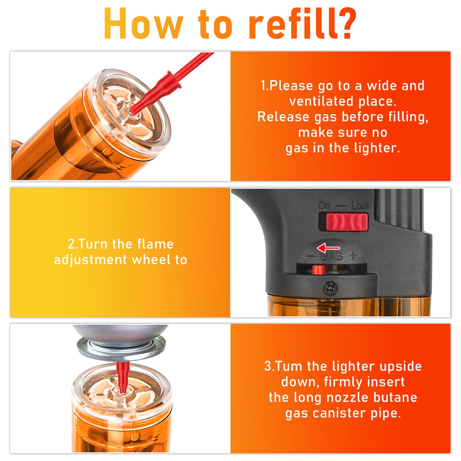 4 accendini Jetflame, bruciatore flamber, accendino a gas regolabile, bruciatore Bunsen ricaricabile con serratura di sicurezza per Home Crème Brulée, campeggio, saldatura (butano non
