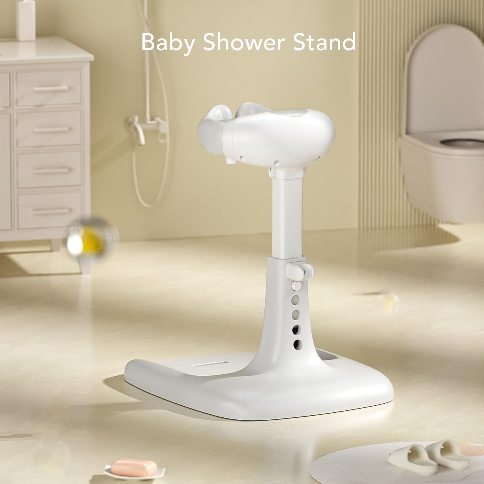 Soporte para Ducha de bebé, Diseño Innovador, Toallero de Baño Antideslizante para Niños Pequeños, Soporte de Ducha Multifuncional para el Cuidado Diario, Material PP (Gris blanco)