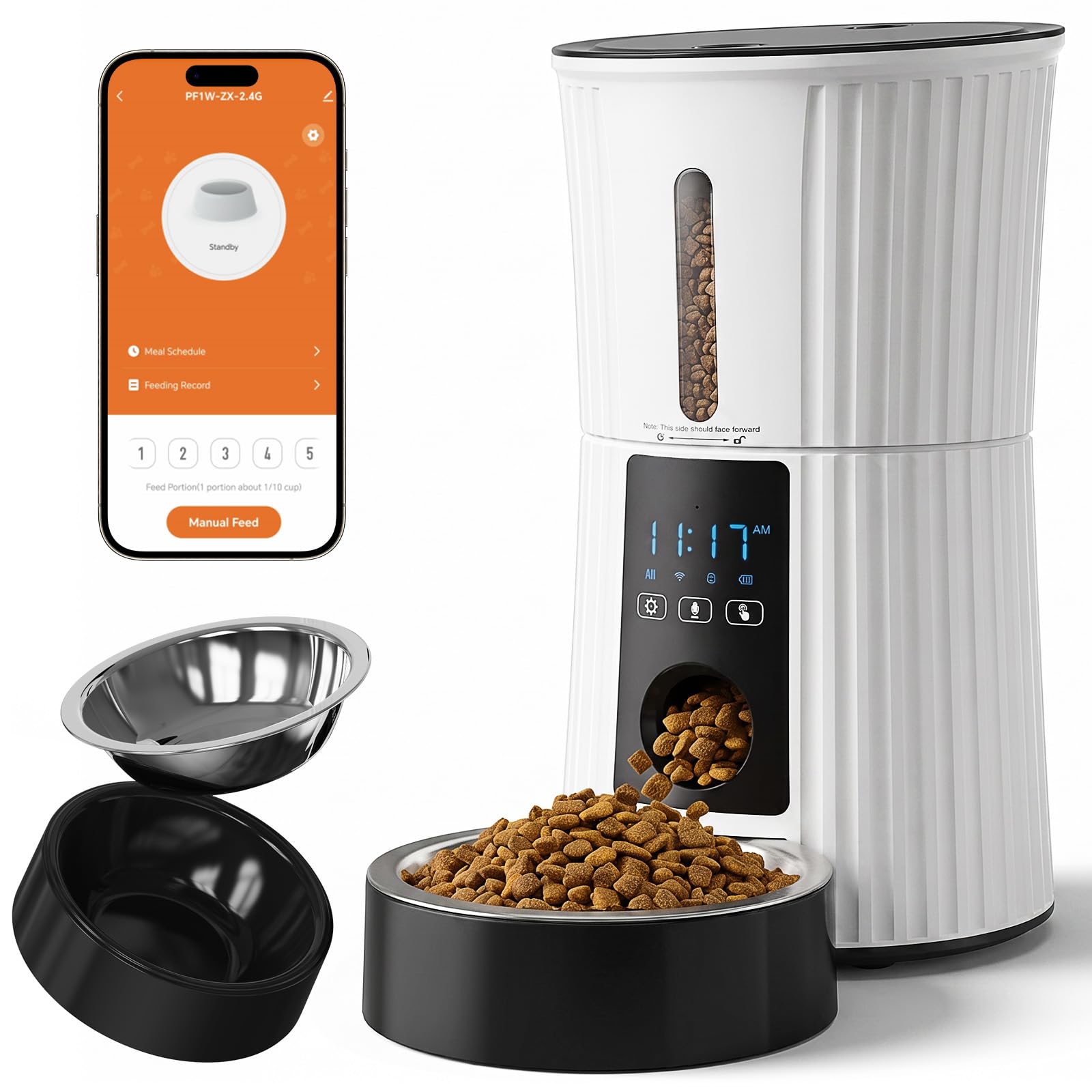 NEWBULIG Automatic Cat Feeder 2.4G WiFi Timed 4L Small Dog Food