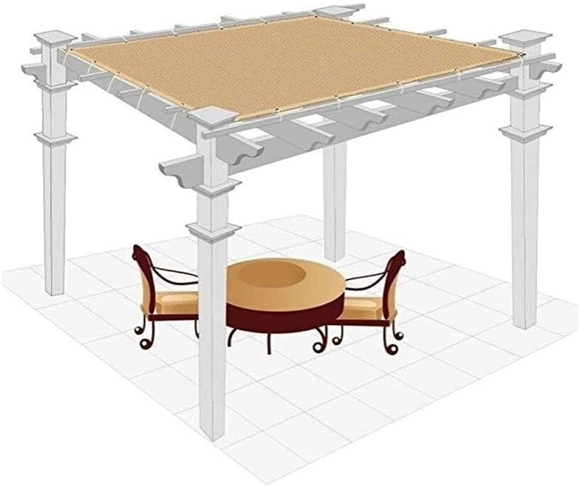 Wodoodporny żagiel przeciwsłoneczny 1 x 1 m, 2 x 2 m, 3 x 3 m, 4 x 4 m, zadaszenie zewnętrzne do patio, ogrodu i basenu, blokada UV w kolorze piaskowym dla skutecznej ochrony przed słońcem