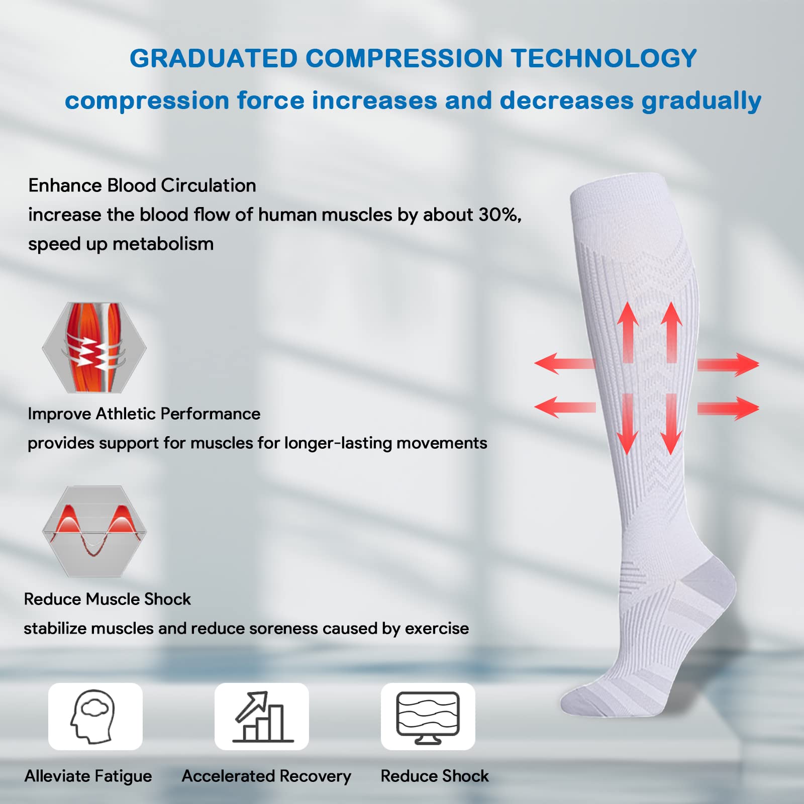 POZCMJM Compression Socks for Men and Women 20-30 mmHg Running Support Versatile Athletic Socks