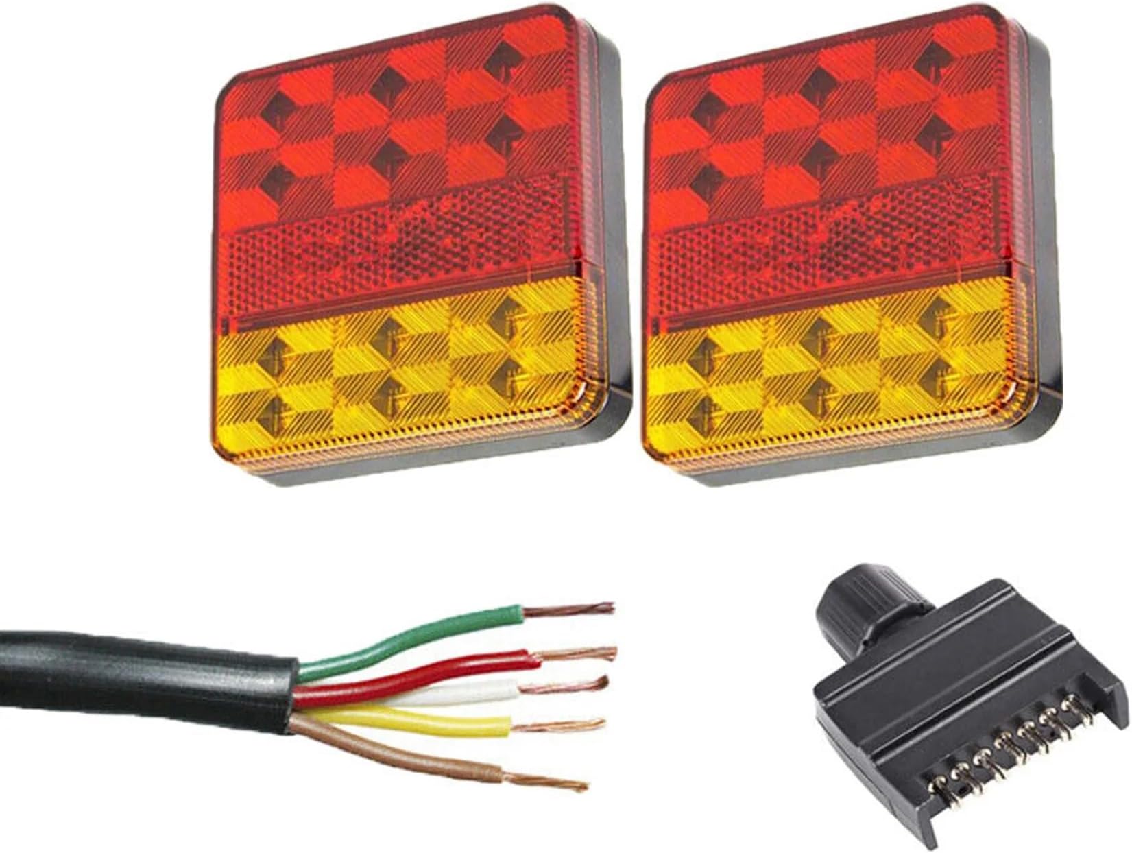 10 Meter Trailer Cable With Lights 2x 10 Meter 7-Pin Trailer Light Wiring Kits With 16 LED Stop/Tail Lights &ndash; 12V Grade A Stop Indicator Lamp Kit