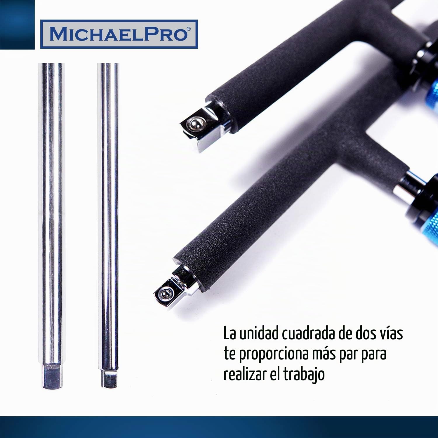 MichaelPro MP009015 - Llave T 1/4” y 3/8” - Kit de Herramientas de 2 Llaves con Mangos en T - Diseño Patentado con Mango Giratorio, 3 Posiciones de Agarre, para Llaves de Vaso y Llaves de Tubo