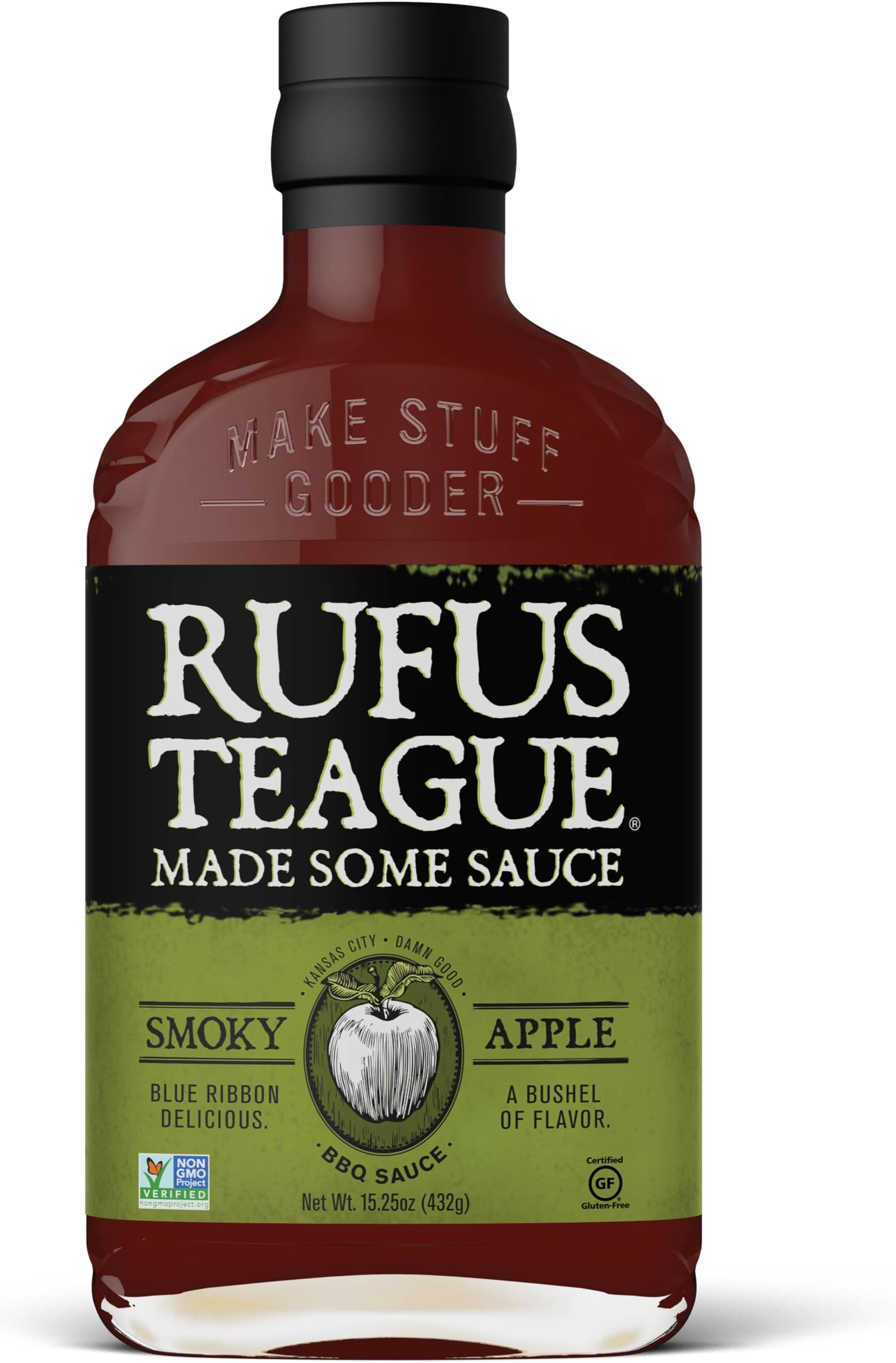Rufus Teague Smoky Apple BBQ Sauce, 1 Pack, Premium Barbecue Sauces with Natural Ingredients, Award-Winning Bold Flavor, Gluten-Free, Non-GMO, 15.25 oz