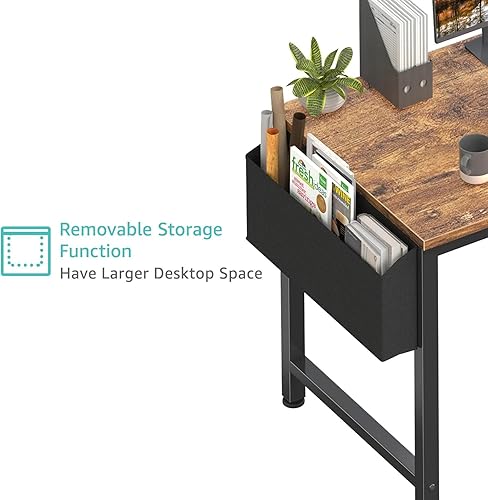 Miniatura 63 de Lufeiya Escritorio para computadora de 40 pulgadas con toma de corriente, mesa de estudio para adolescentes de 39 pulgadas, escritorio de trabajo en