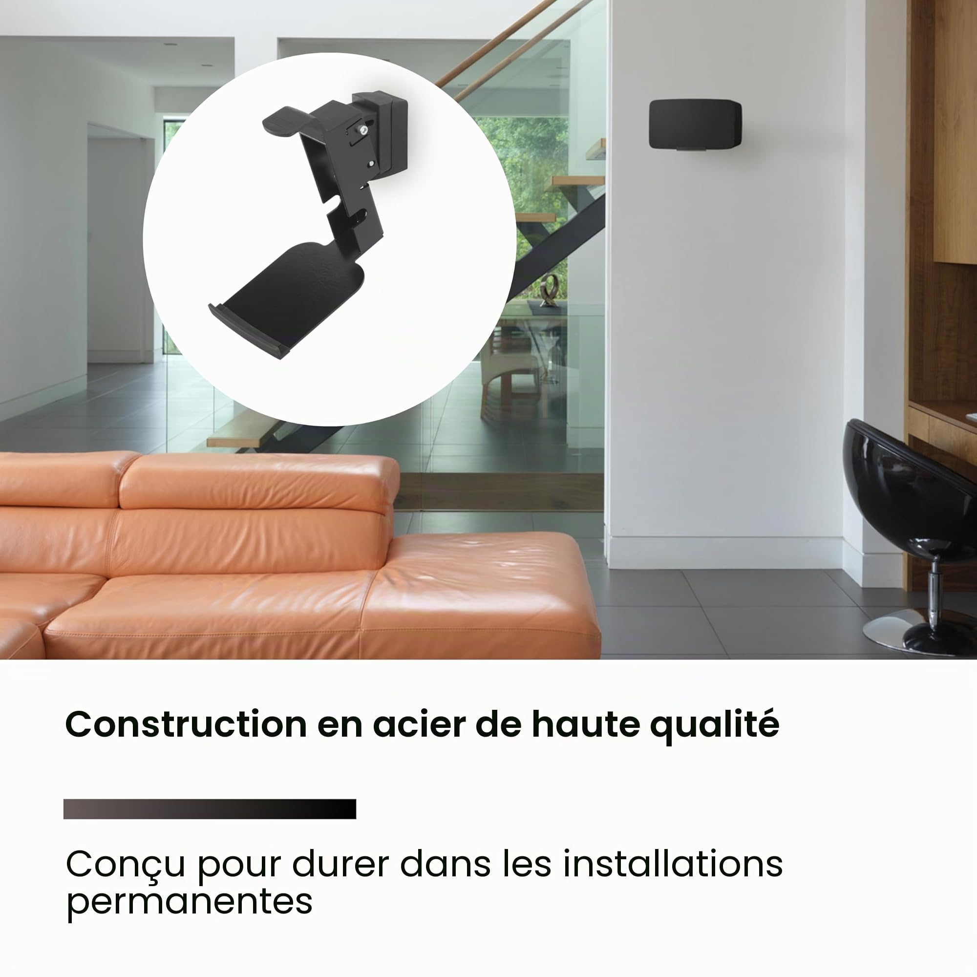 Flexson Support Mural Horizontal pour Sonos Five et Play:5 - Noir