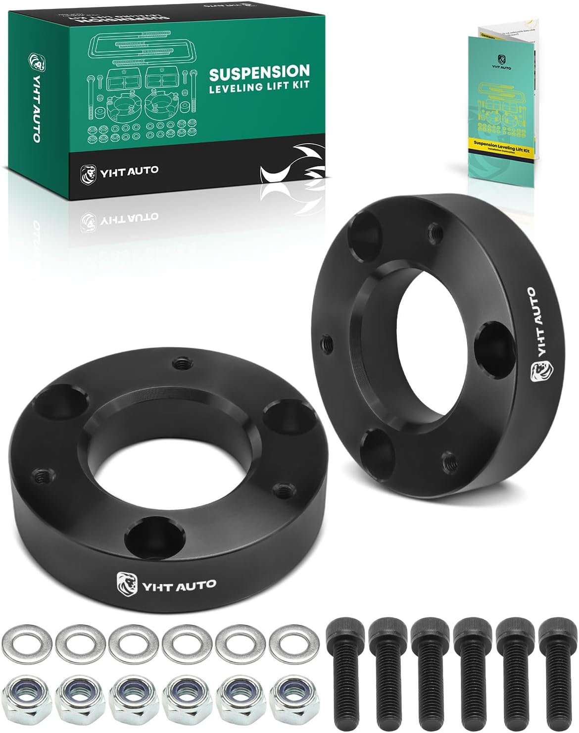 YHTAUTO 2 Inch Front Leveling Lift Kit Fit 07-24 Chevy Silverado 1500, Tahoe, Avalanche, Suburban, GMC Sierra Yukon XL| RWD/4WD | Spacers Raise the Front By 2 Inch | 2PCS Suspension Leveling Kit