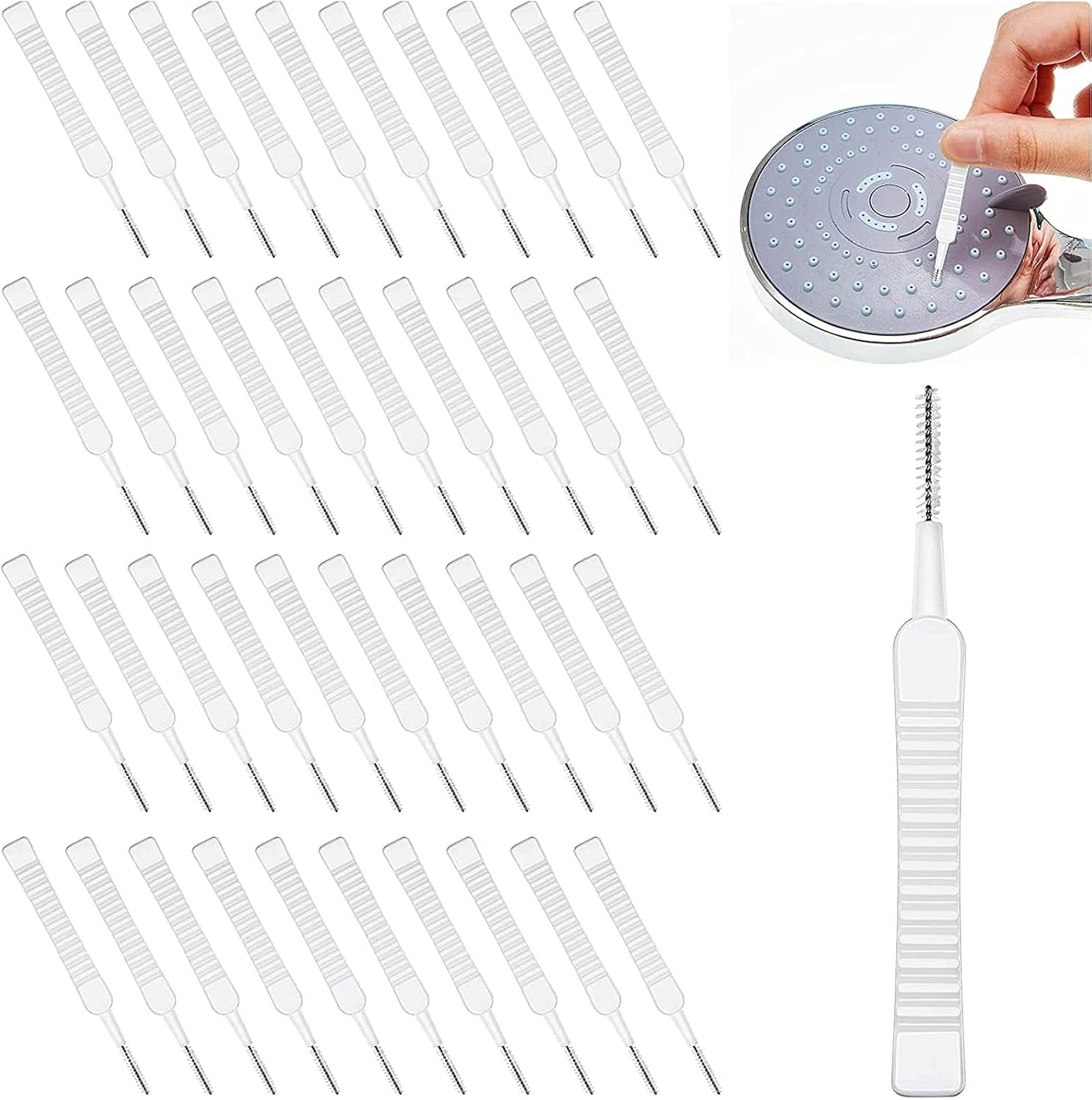 GEDEUBAN Duschkopf-Reinigungsbürste – 40 Stück, Zum Reinigen Kleiner Löcher In Armaturen & Duschköpfen