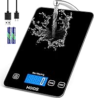 KOIOS K7H Digital Kitchen Food Scale - 33lb/15kg 1g/0.1oz Precision, USB Rechargeable, Tare, LCD Display for Baking & Cooking, Black