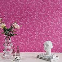 Vista 5 de CRE8TIVE Papel tapiz de seda texturizado para dormitorio de niñas, 12 x 354 pulgadas, papel adhesivo rosa sólido, impermeable, extraíble, hojas
