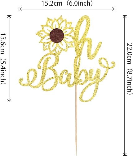 Miniatura 9 de 24 piezas de decoración de cupcakes con temática de girasol para baby shower, niños y niñas, fiesta de cumpleaños, suministros de decoración de