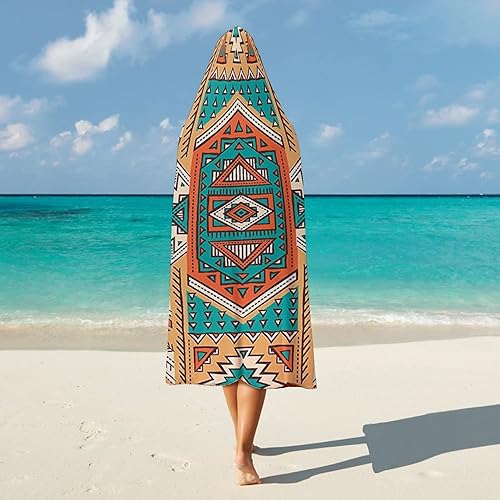 Miniatura 4 de Manta con capucha, decoración tribal para adultos, diseño de tribu azteca india tribal americana, suave, cálida y acogedora, 40 x 50 pulgadas,