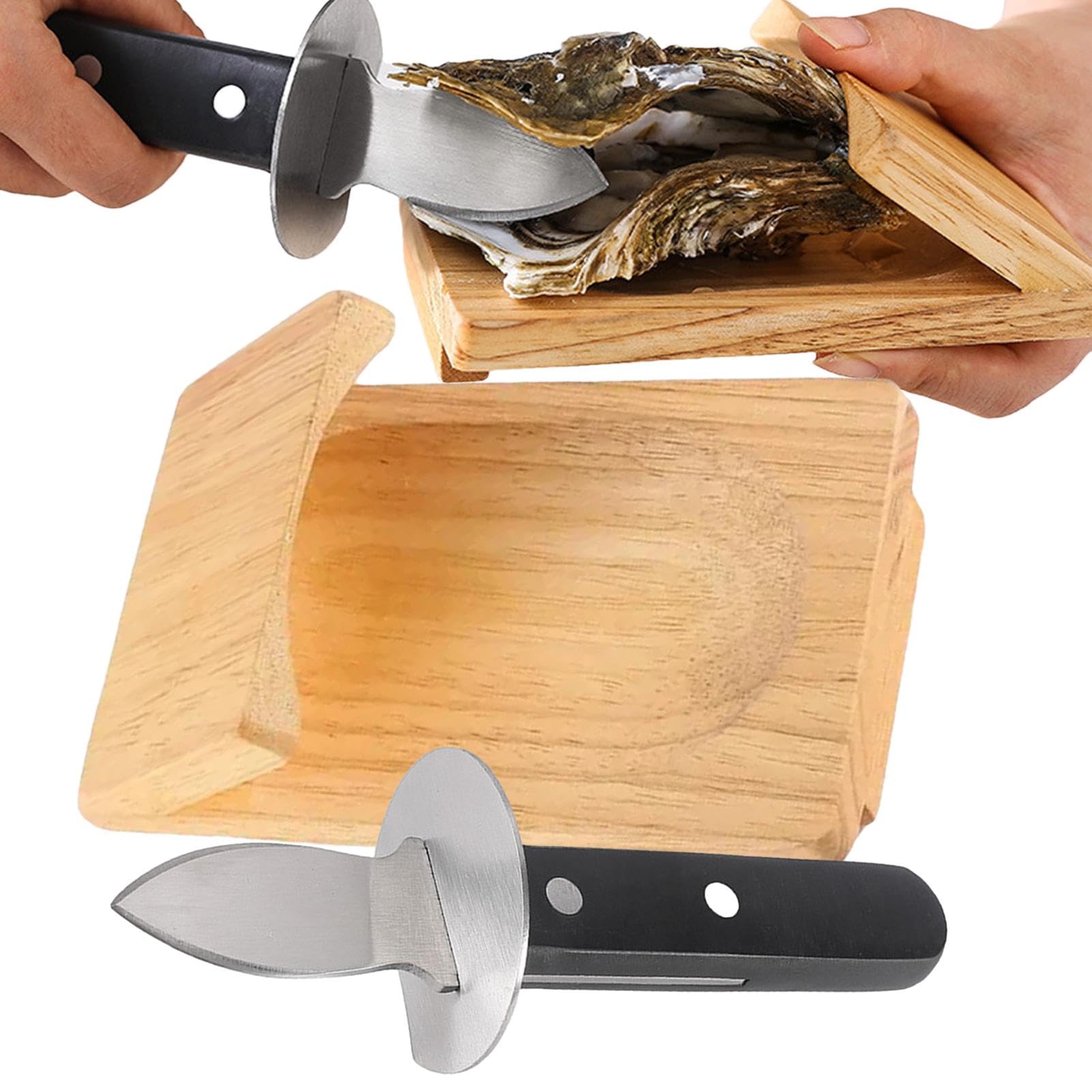 Austernmesser und Austernklammer Set, Austernöffner Austernschäler Handschutz Meeresfrüchte Werkzeug, Ergonomischer Schalentieröffner Küchenzubehör für Zuhause, Restaurant, Party, Camping, Picknicks