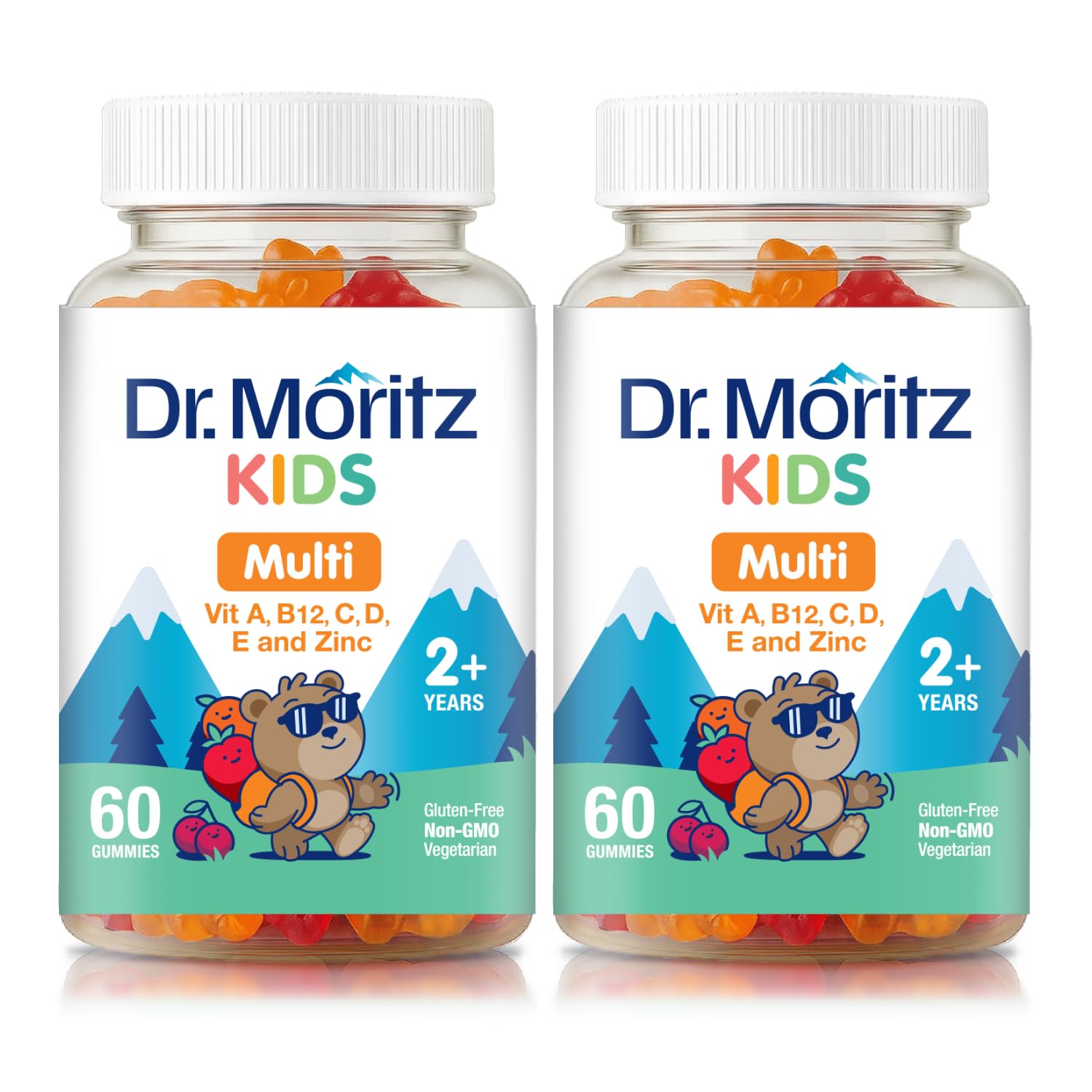 DR. MORITZ Kids Multivitamin Gummies - with Kids Vitamins A C D E B6 B12 Zinc and More - Complete Daily Support - Vegetarian and Non-GMO, 2 Pack (120 Count)