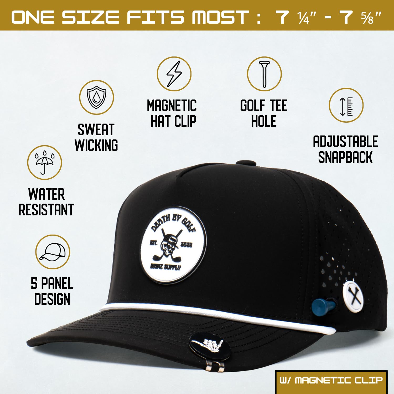 BRIMZ - Sombrero de golf - Negro, Negro -, talla única