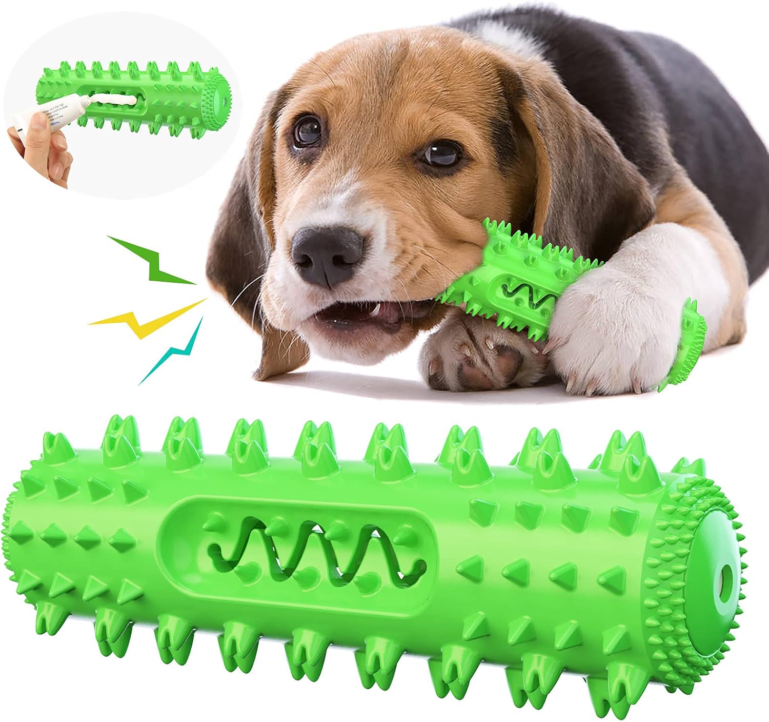 Aboutbaby Dog Chew Toy, Durable Rubber Dogs Squeaky Toys for Aggressive Chewers, Indestructible Puppy Toys for Training and Cleaning…