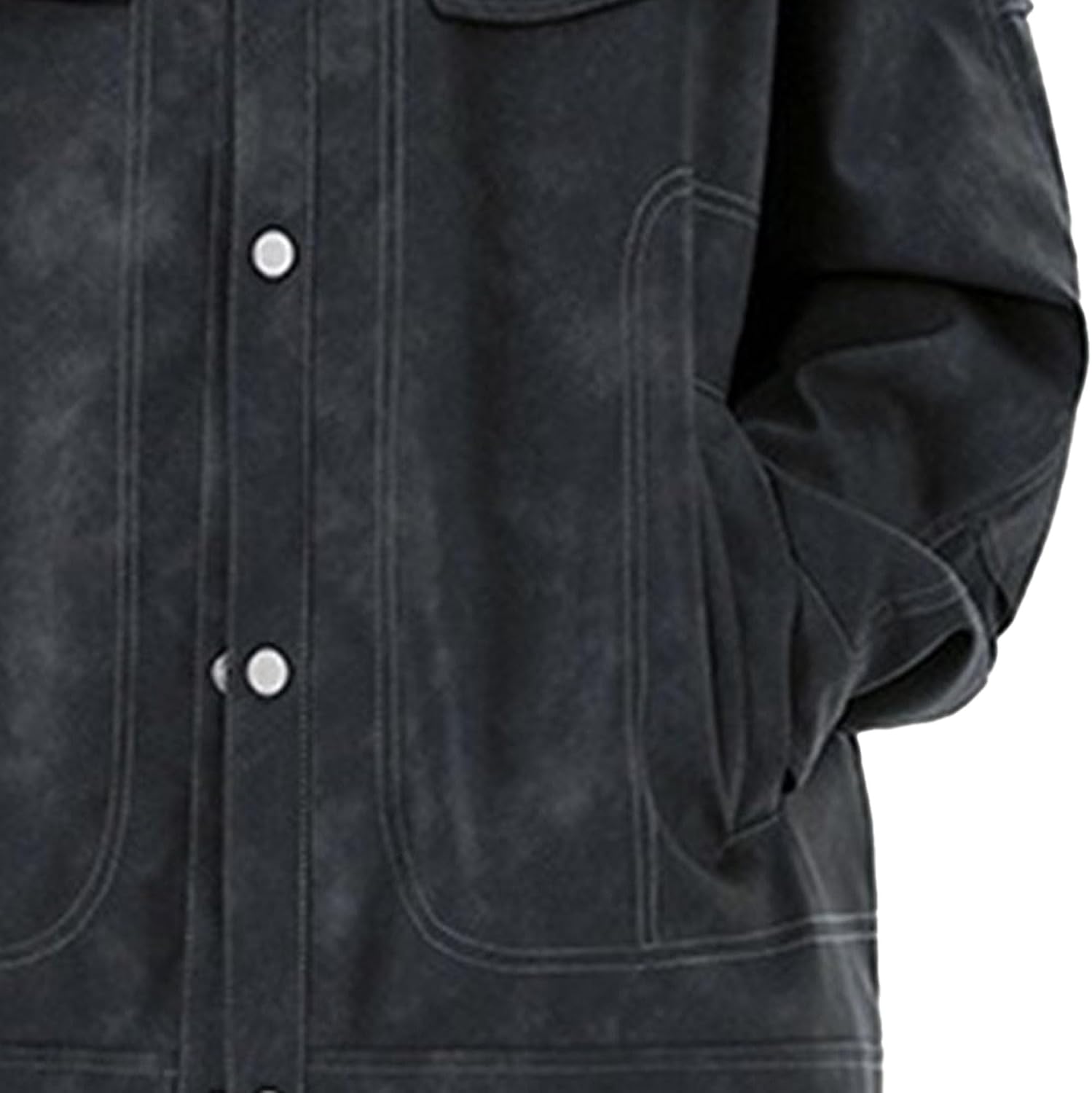 Men Vintage Baseball Sport Denim Jacket Trendy Button Lapel Casual Jean Jacket Fall Multi Pocket Fashion Denim Outerwear