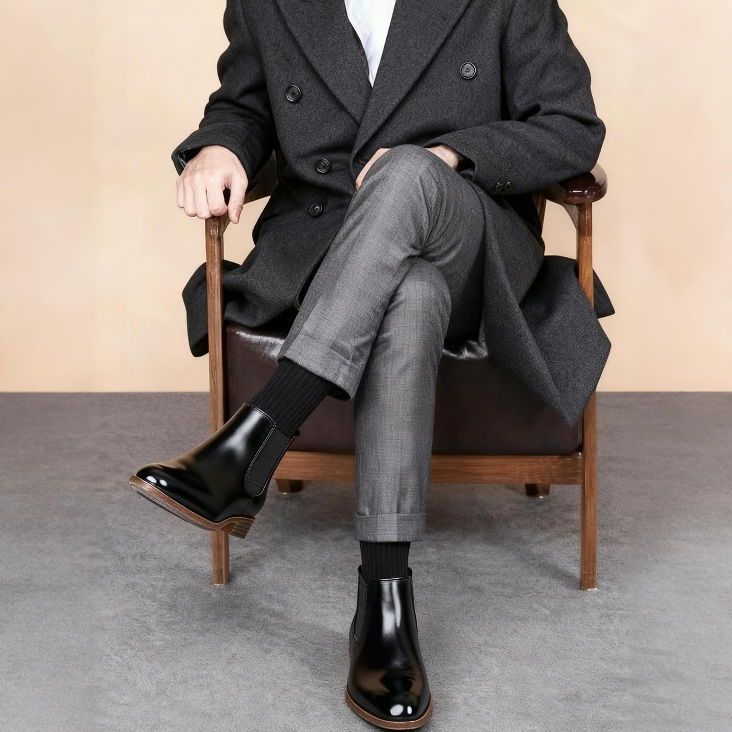 Jousen Men's Chelsea Boots Lightweight Casual Chukka Ankle Boots Classic Elastic Dress Boots For Men - Image 2