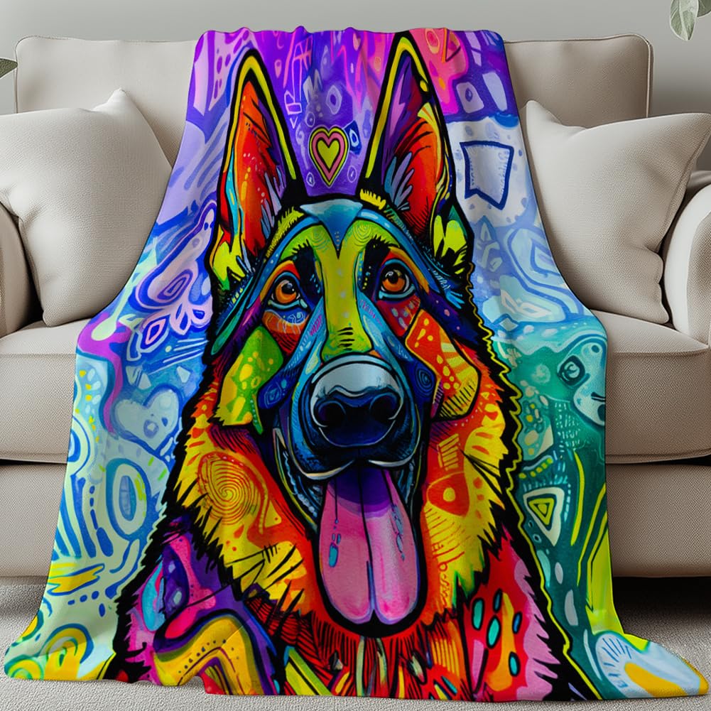 Plaid Berger Allemand GLOBLELAND en flanelle douce style graffiti coloré de 130x159cm