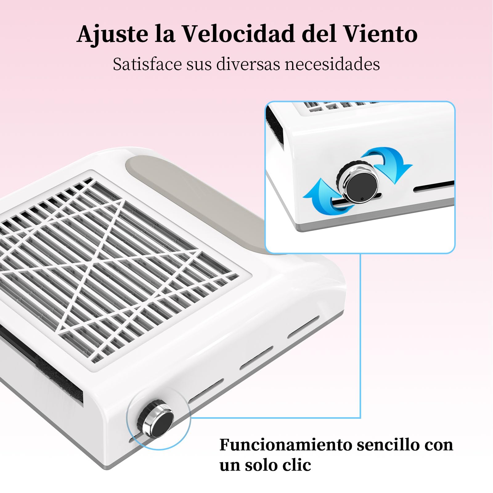 AISEELY 80W Aspirador Polvo de Uñas, Aspirador de Uñas de Manicura Profesional con 1 Filtro Reutilizables, Aspirador de Mesa Potente de Velocidad Ajustable para Manicura en El Salón O en El Hogar